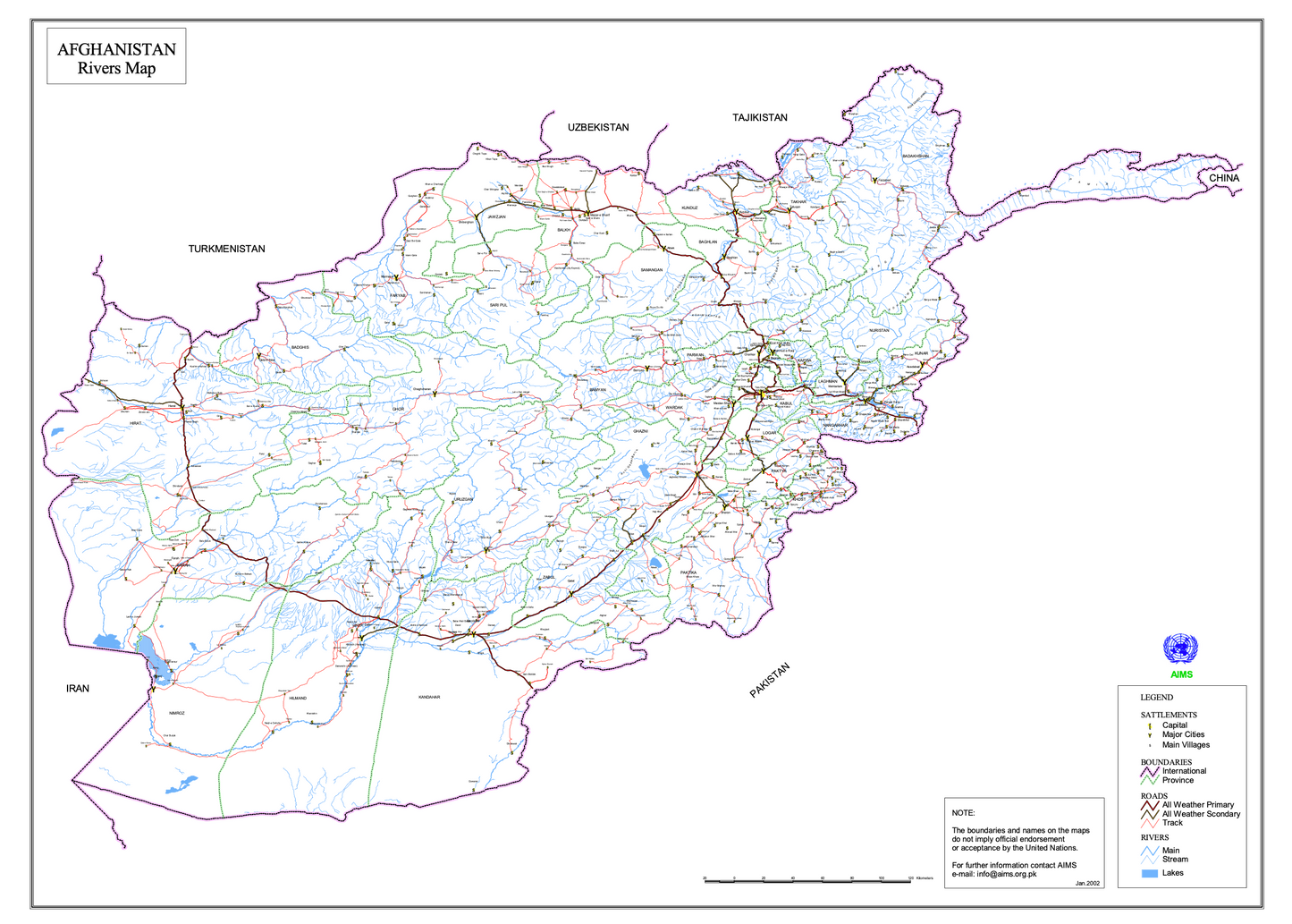 Afghanistan Rivers Map