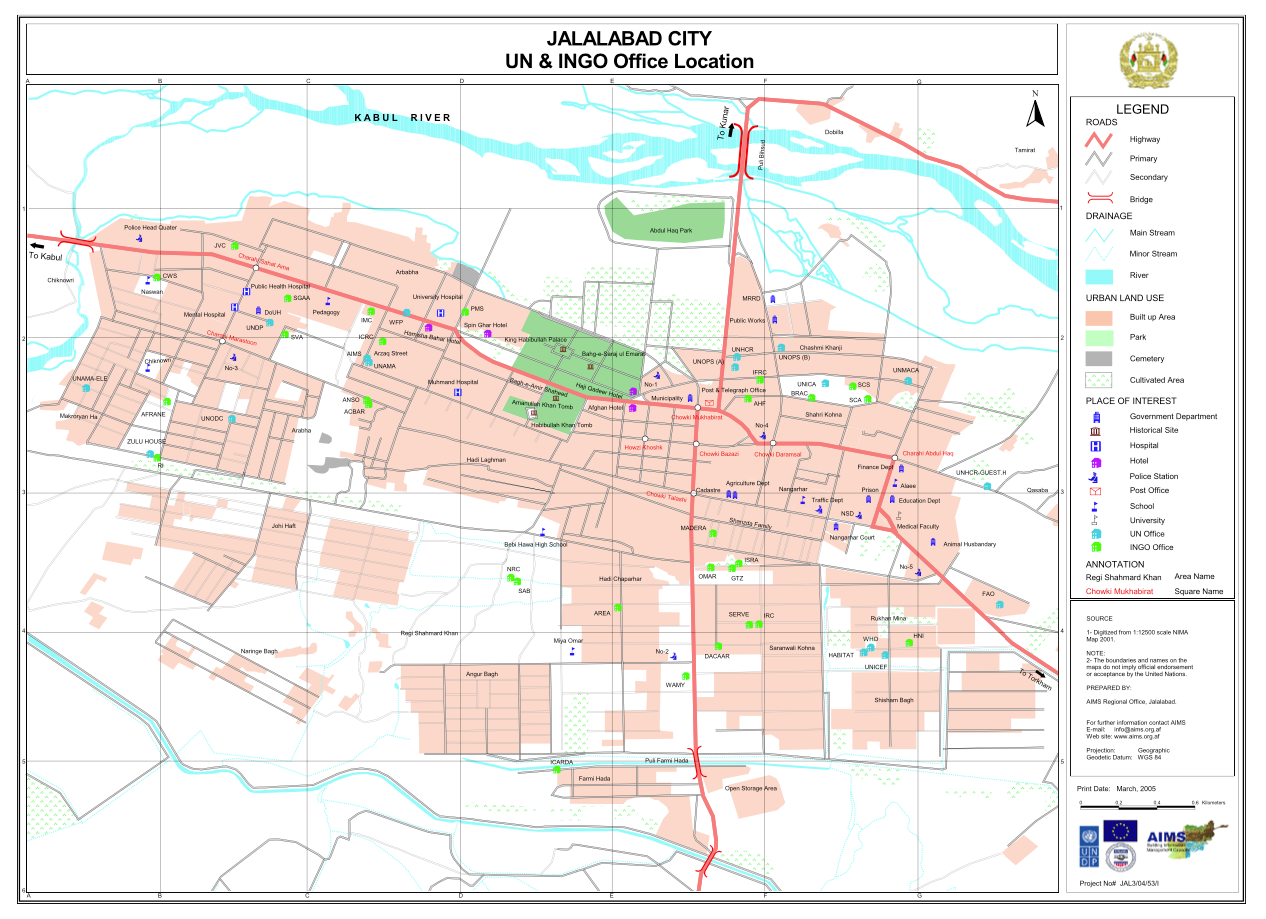 Jalalabad City Map - UN & INGO Office Location
