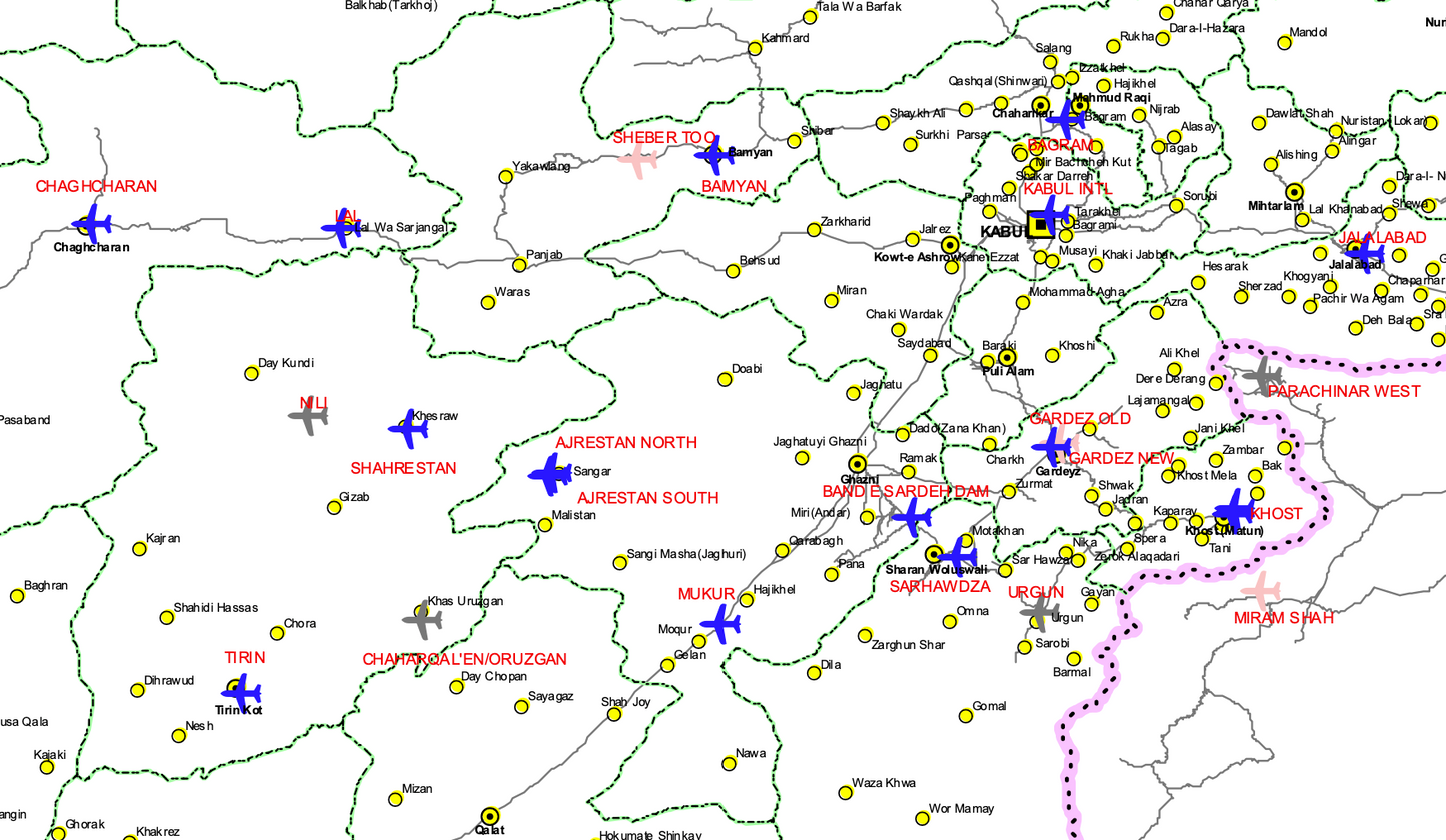 Afghanistan Airfields Map